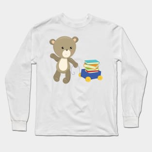 Bear Going To School, Brown Bear, Cute Bear, Books Long Sleeve T-Shirt